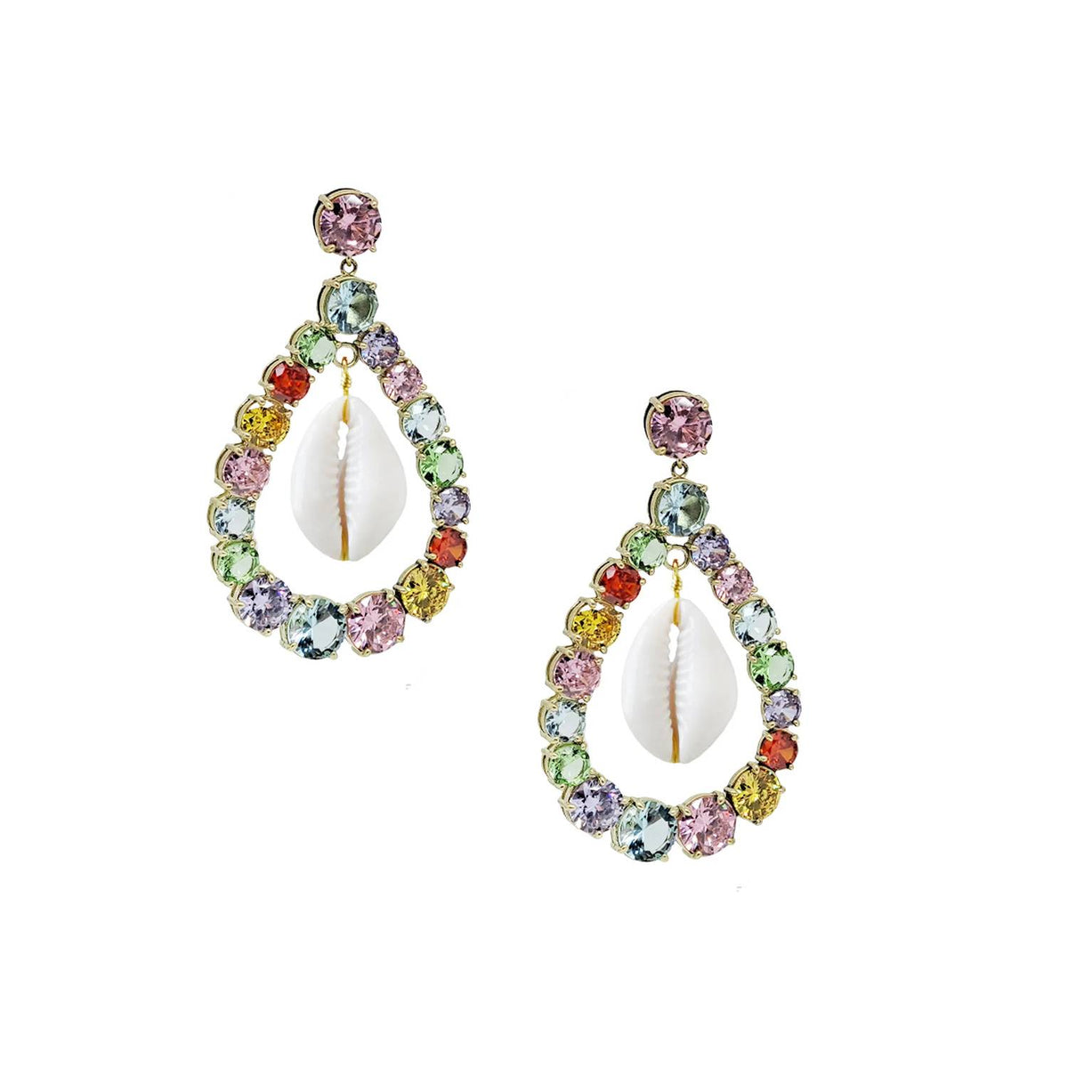 Adriana Pappas - Women's Crystal Rainbow Shell Earrings
