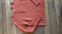 Autumn Cashmere Women's Cable Sleeve Henley Sweater in terra cotta - women's sweater