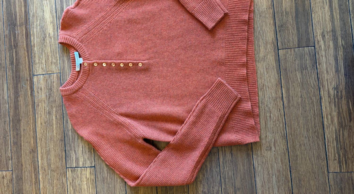 Autumn Cashmere Women's Cable Sleeve Henley Sweater in terra cotta - women's sweater