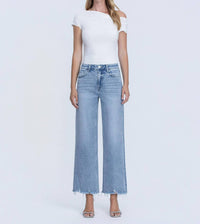Vervet By Flying Monkey - Mid Rise Frayed Hem Ankle Wide Leg Jeans