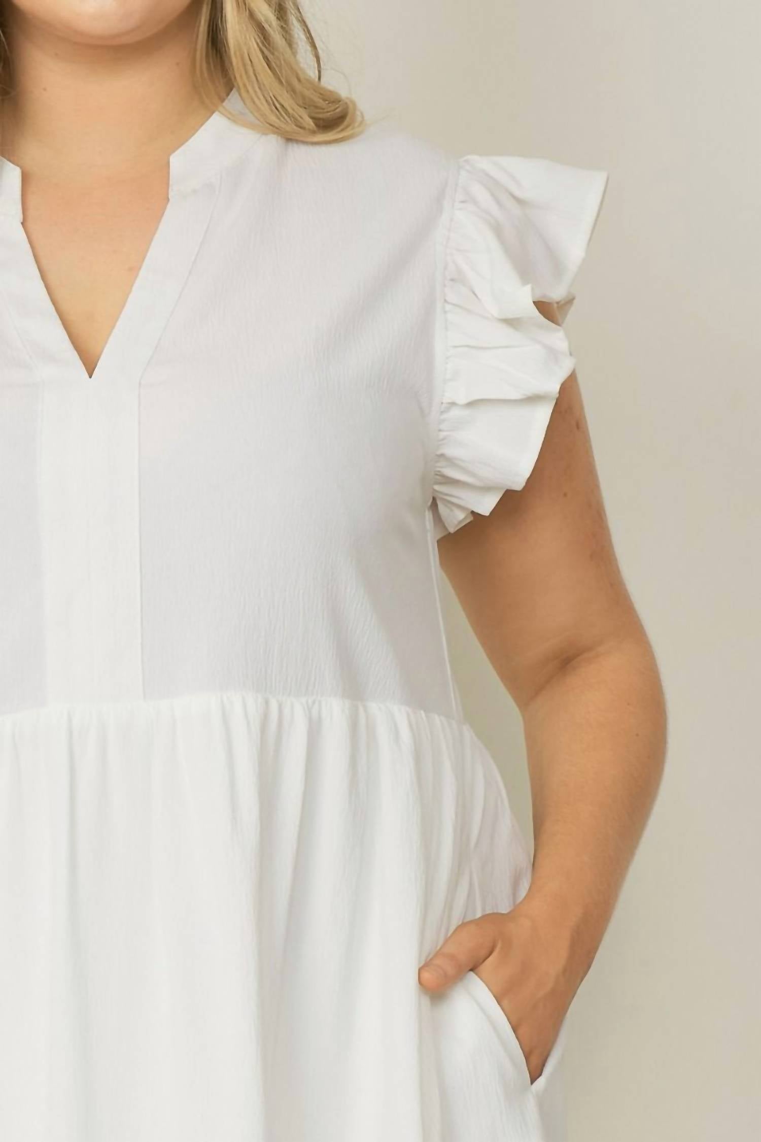 Entro - Ruffled Pocket Tiered Midi Dress