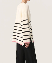 Soaked In Luxury - Musling V-neck Loose Fit Pullover Sweater