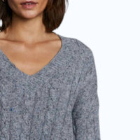 Autumn Cashmere - Distressed Cropped Cable V Sweater