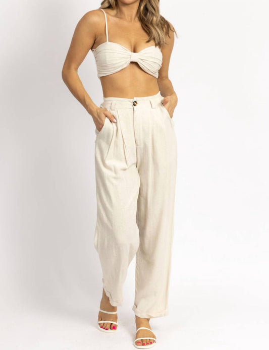 LINEN RUCHED CROP + PANT SET