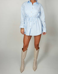 Falcon Park - Karlah Tie Waist Shirt Dress Romper