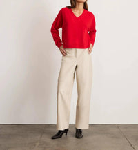 TANYA TAYLOR Audrey Cashmere V-neck Sweater Top in scarlet - women's sweater