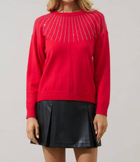 Sugarlips - Shanice Rhinestone Knit Crew Sweater