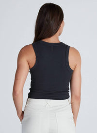 ASKK NY Sleeveless Rib Tank Top in stone black - women's tank top - alternate view