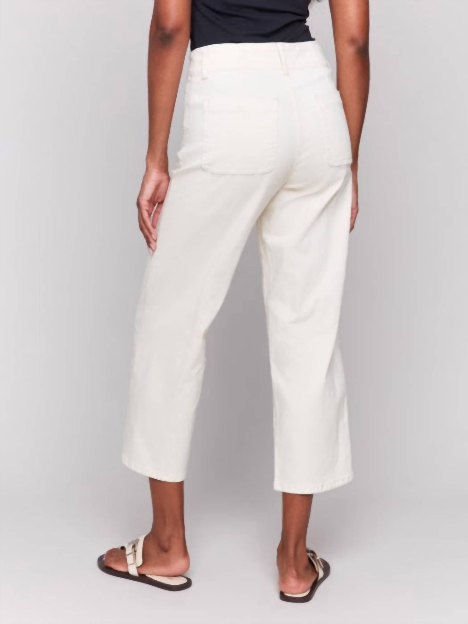 Charlie B - Front Button-fly Crop Twill Pants