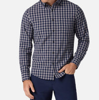 Mizzen + Main City Flannel Top in nickel hayes gingham - men's long sleeve top