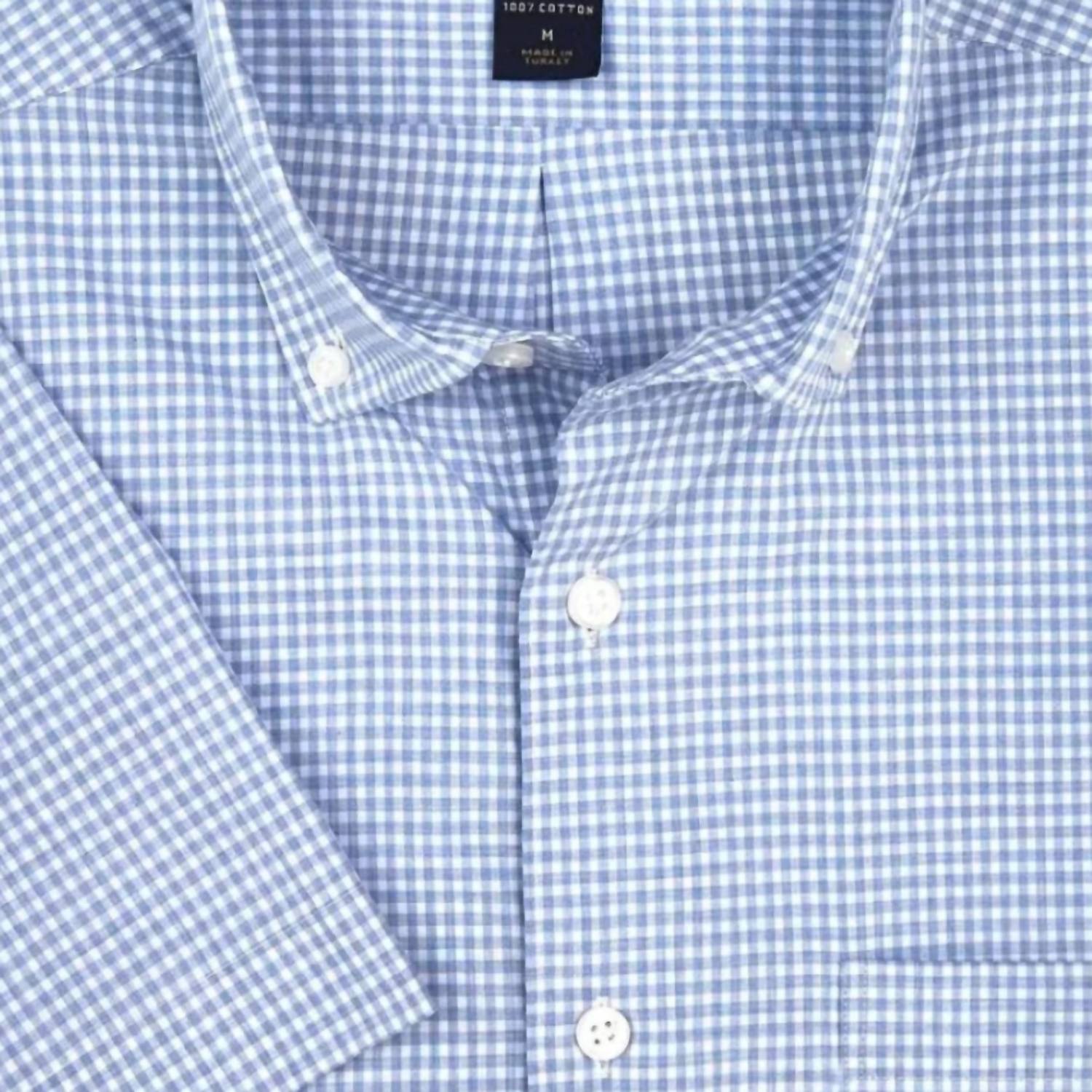 Scott Barber - Men's Short Sleeve Melange Gingham Shirt