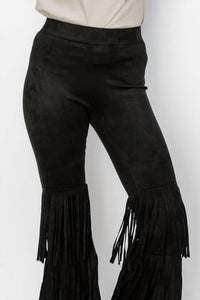 Vocal Apparel - Layered Fringe Suede Pants