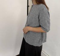 Things Between Priscilla Knit Slouchy Top in grey - women's sweater - detail view