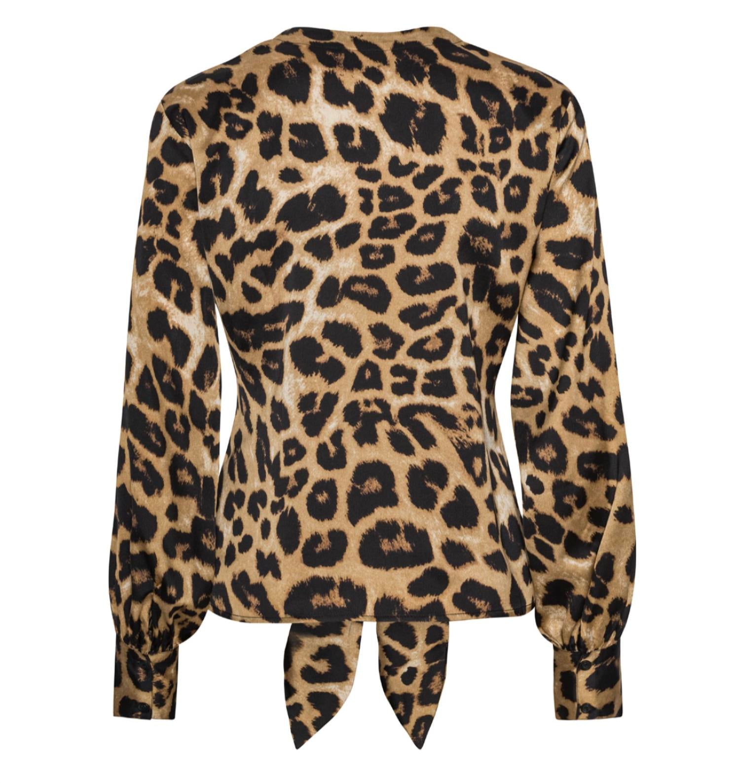 Karmamia Women's Blair Blouse in leopard - women's blouse - detail view