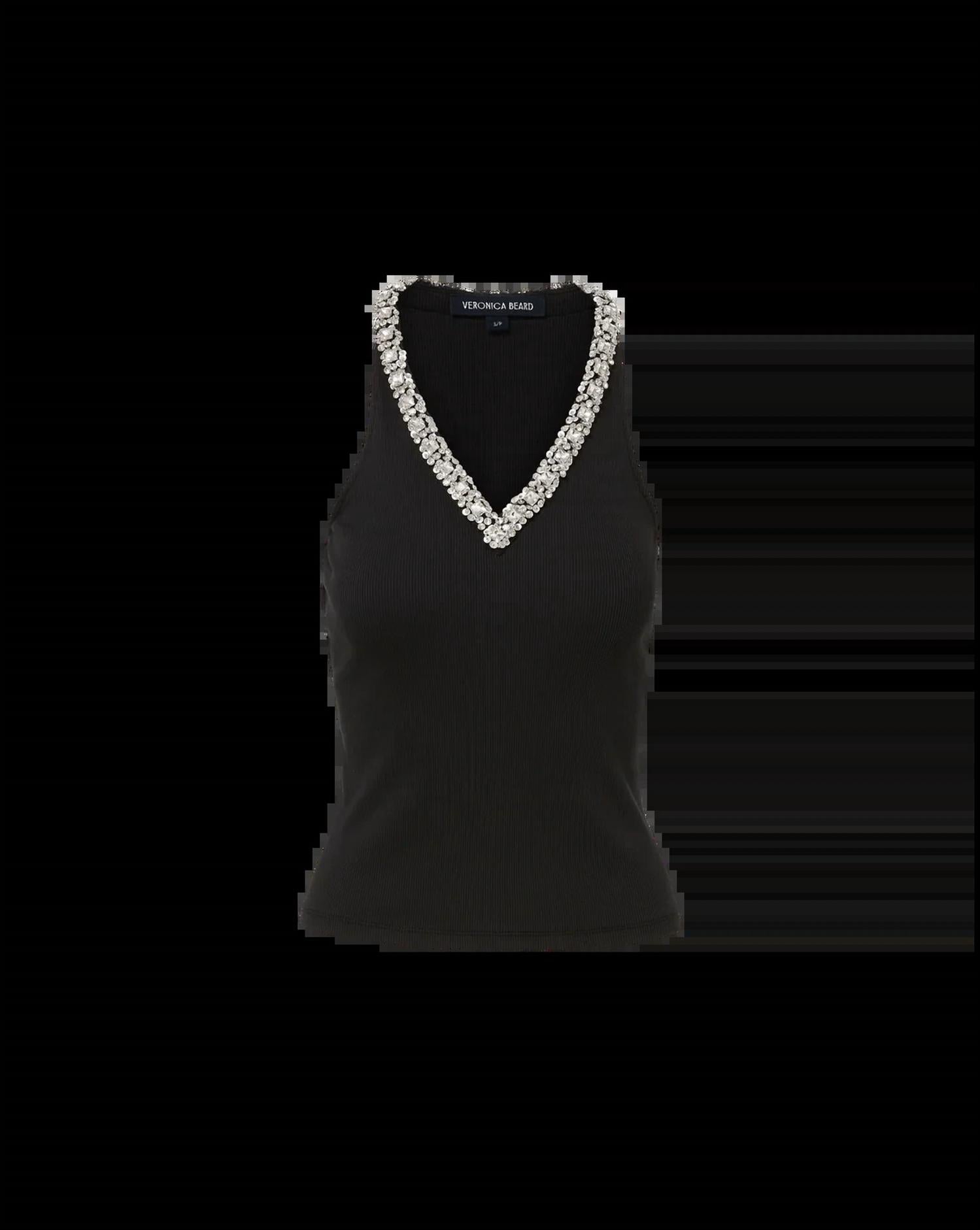 Veronica Beard Ayres Embellished Tank Top in black 1 - women's tank top - view 6