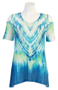 Jess & Jane - Women's Tie Laces Ribbed Open Shoulder Top