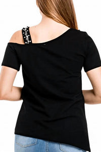 Olyss - Tania One-Shoulder Studded Tee