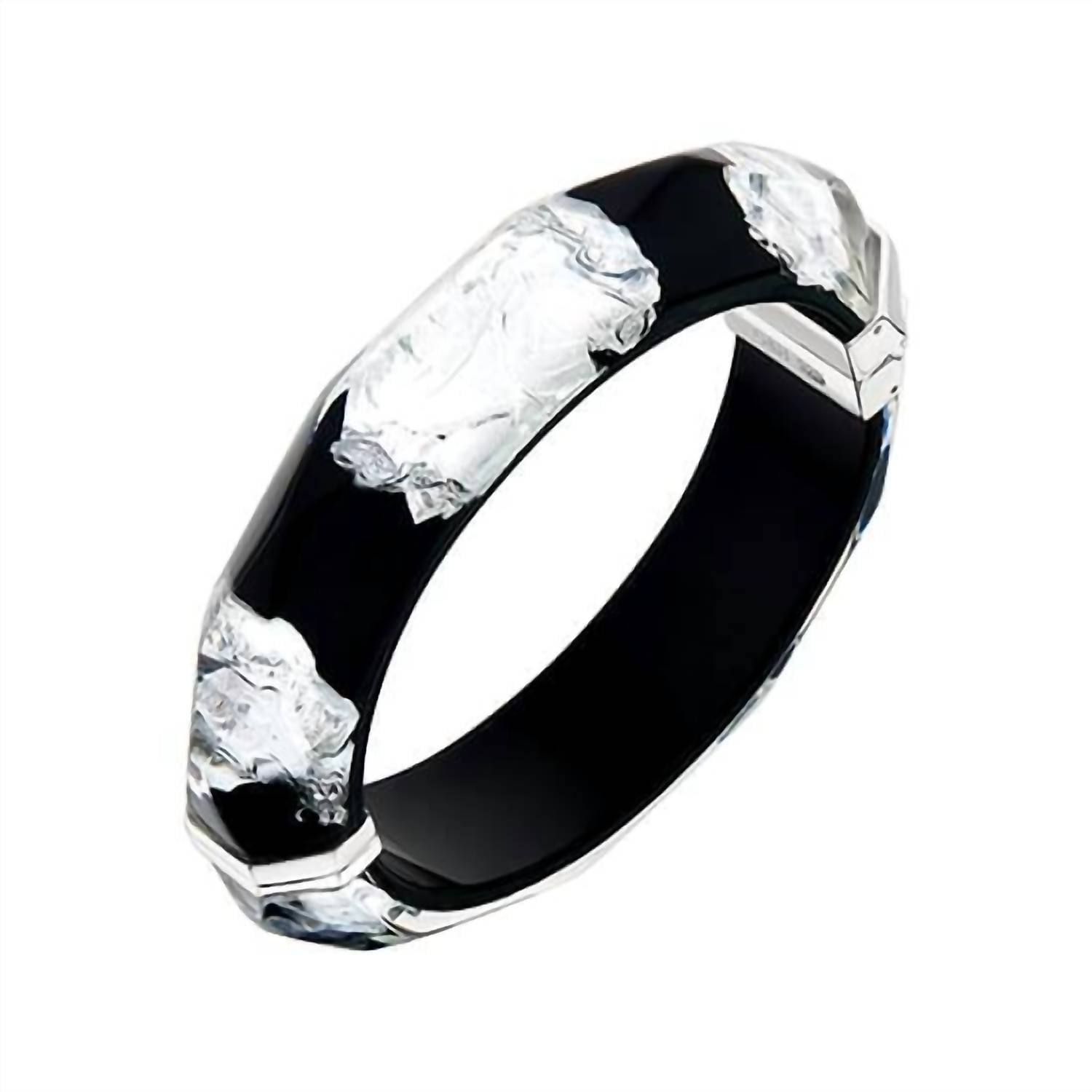Gold & Honey - Women's Wide Faceted Lucite Hinge Bangle Bracelets