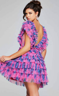 Jovani - V Neckline Short Dress