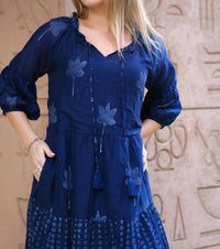 Dolma - 3/4 Quarter Sleeves Maxi Dress