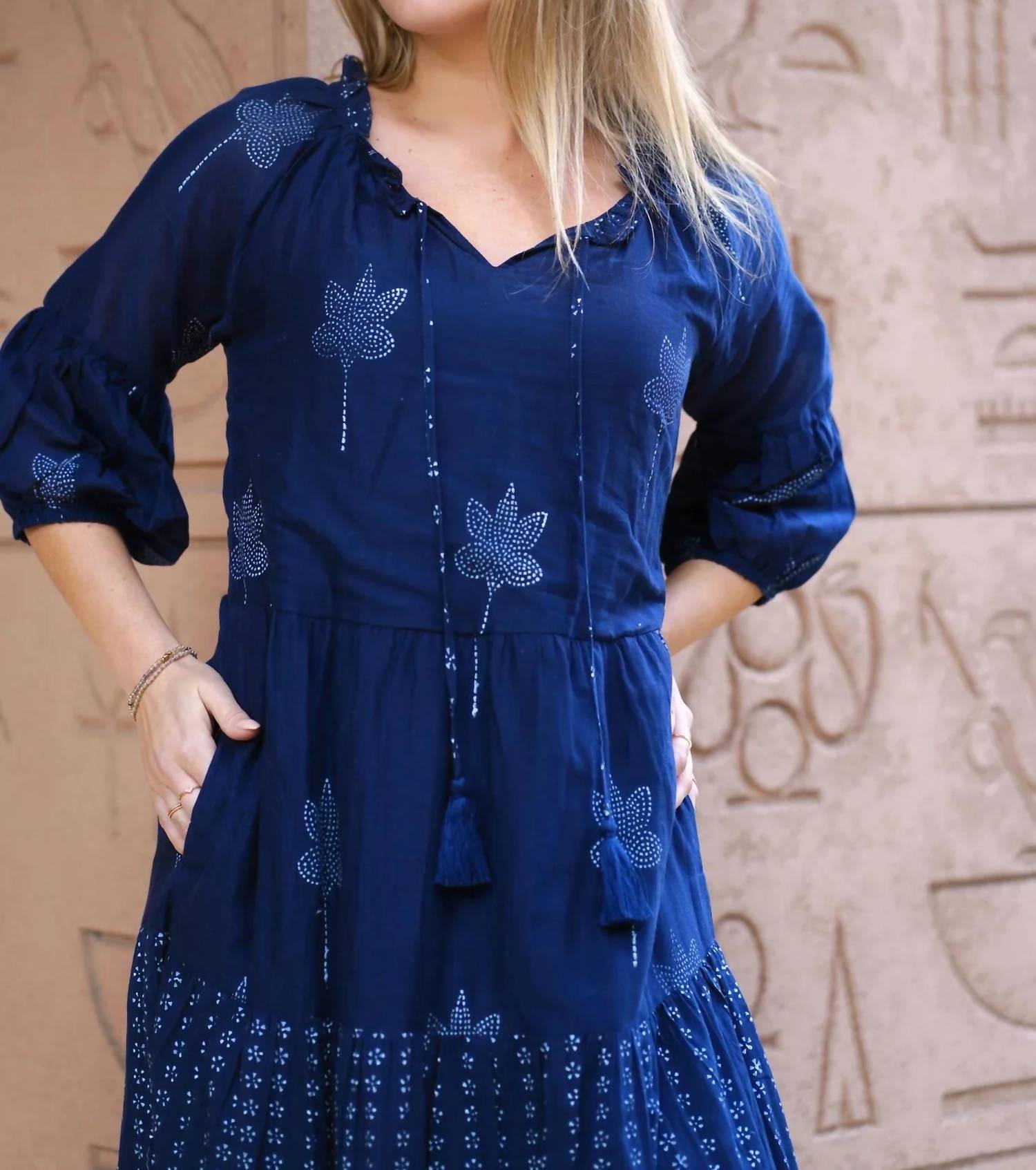 Dolma - 3/4 Quarter Sleeves Maxi Dress