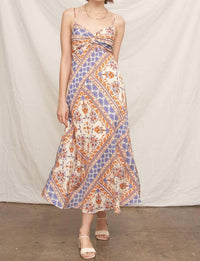 En Creme - Sleeveless Paisley Print Midi Slip Dress