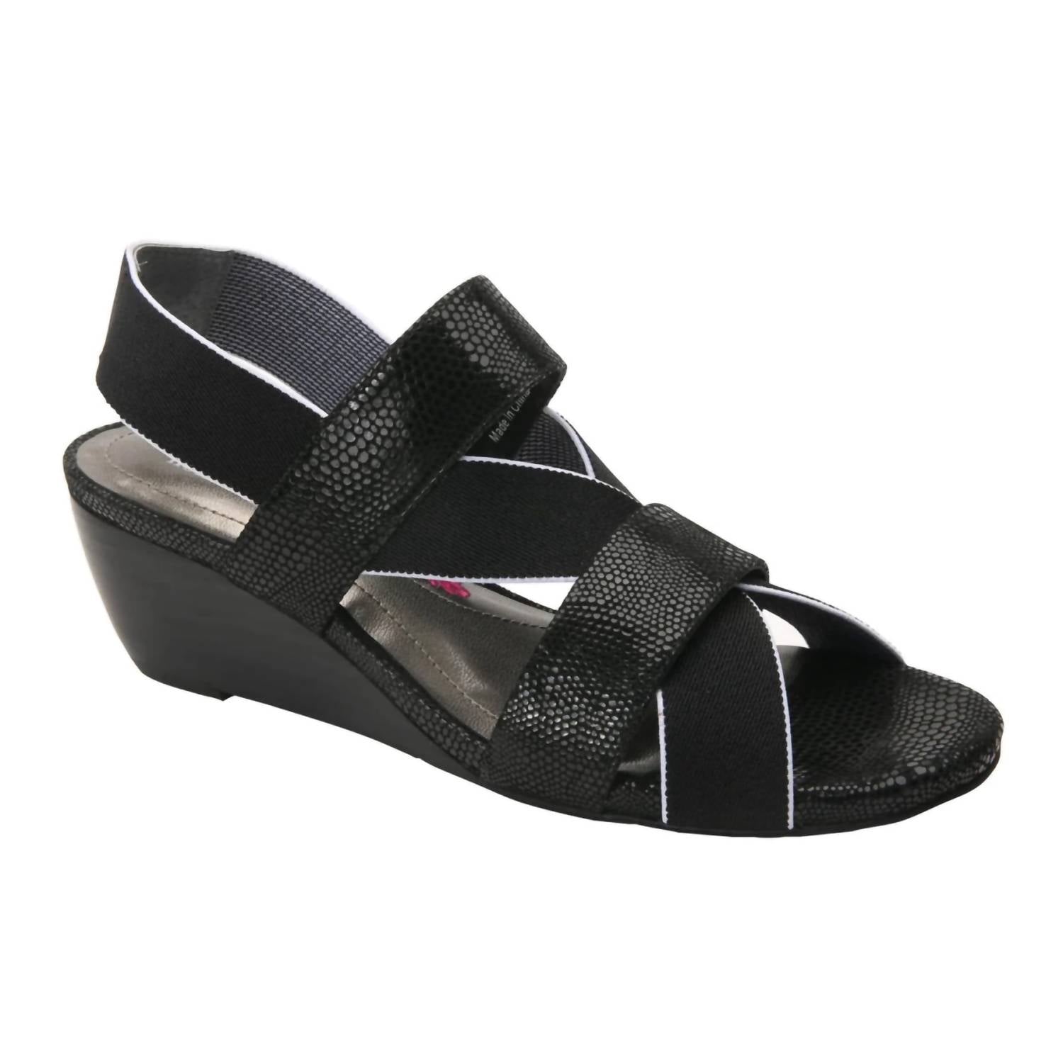 Ros Hommerson Women's Wynona Wedge Sandal in black - women's sandal
