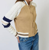 Central Park West - Women's Chloe Cable Sleeve Knit Bomber Jacket