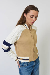 Central Park West - Women's Chloe Cable Sleeve Knit Bomber Jacket