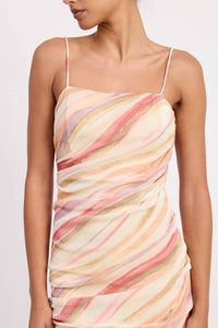 Emory Park - Watercolor Ruched Mesh Midi Dress