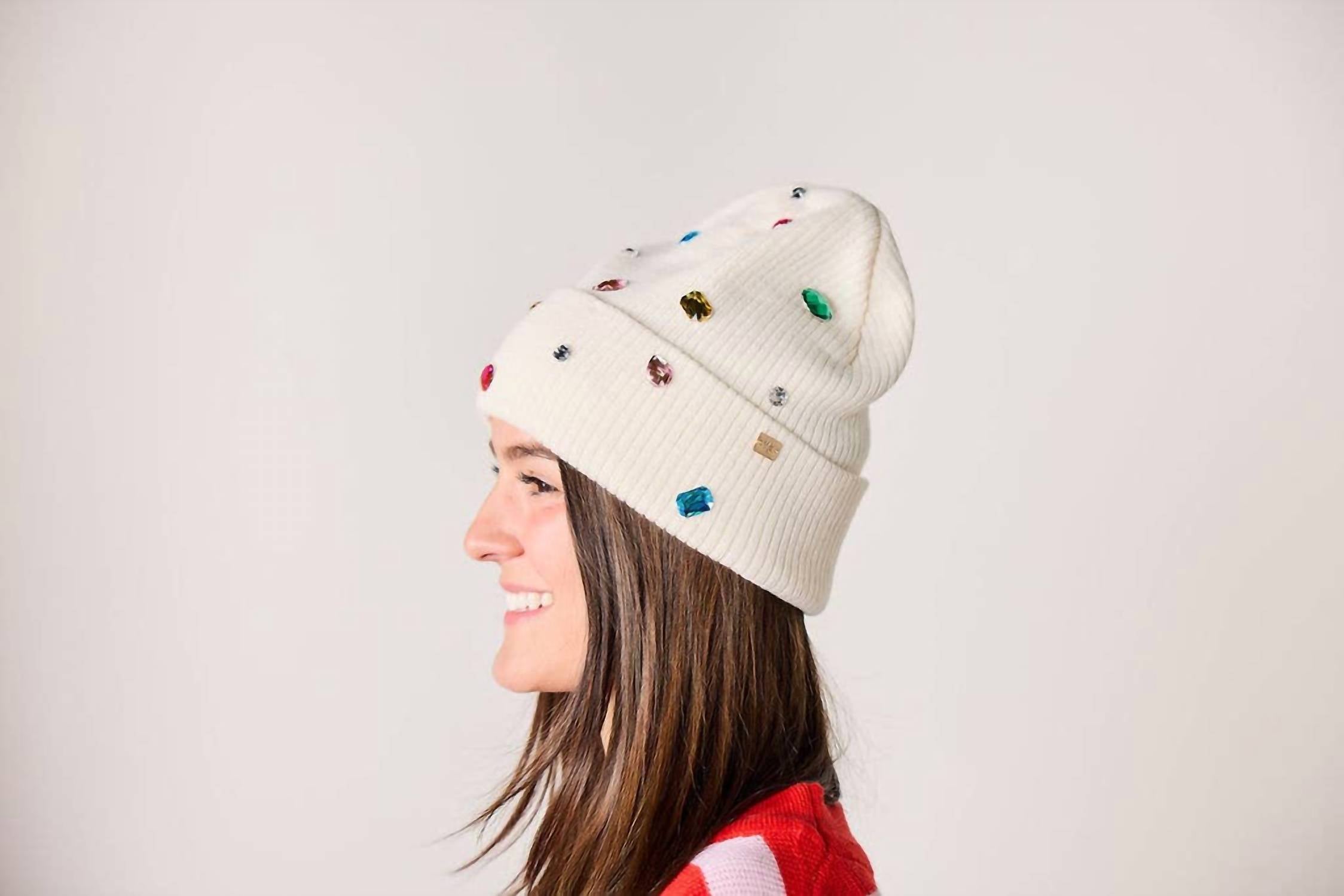 Packed Party - Knit Rhinestone Beanie And Mittens Set