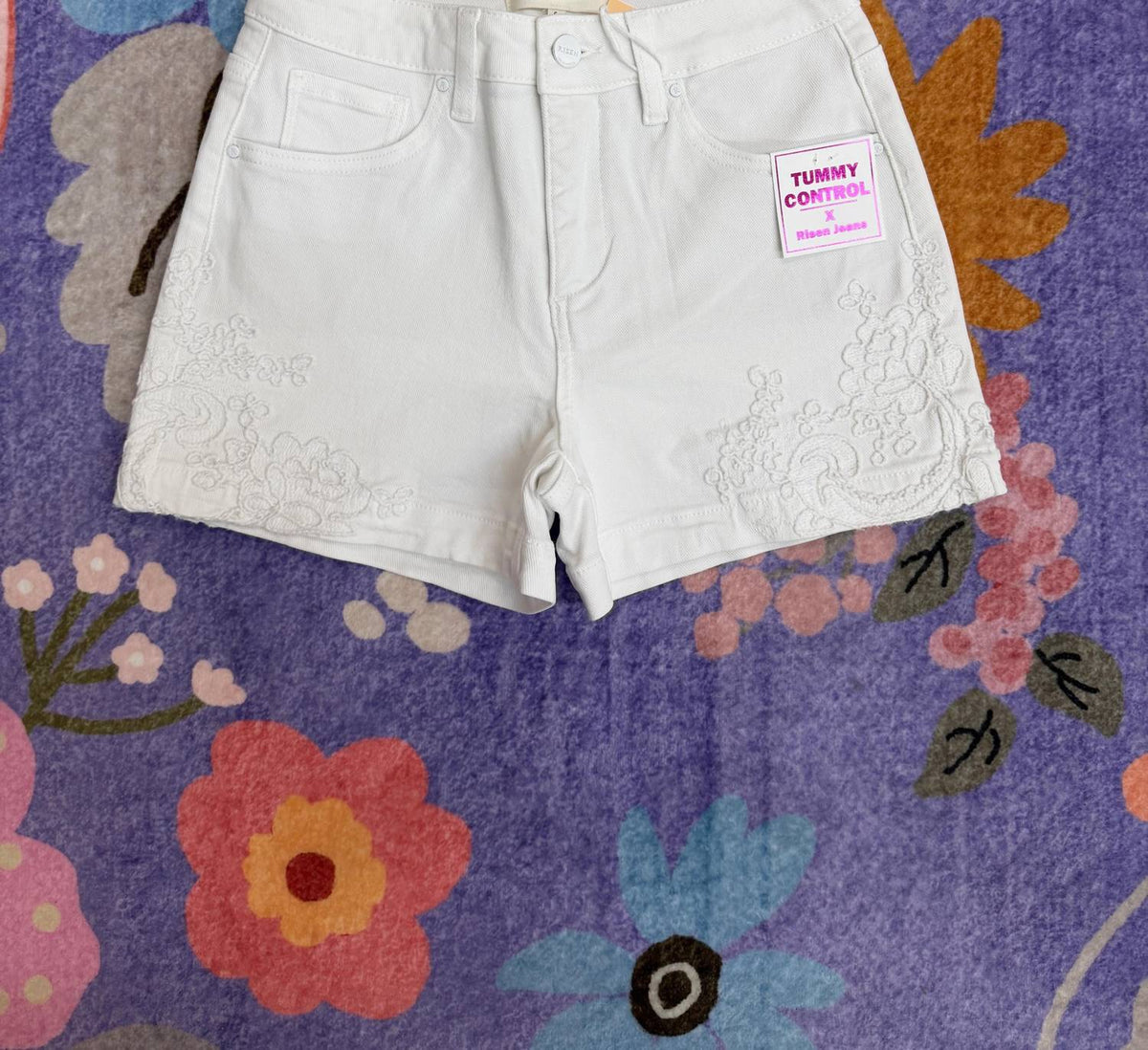 Risen - Sweet Lace High Rise Denim Shorts