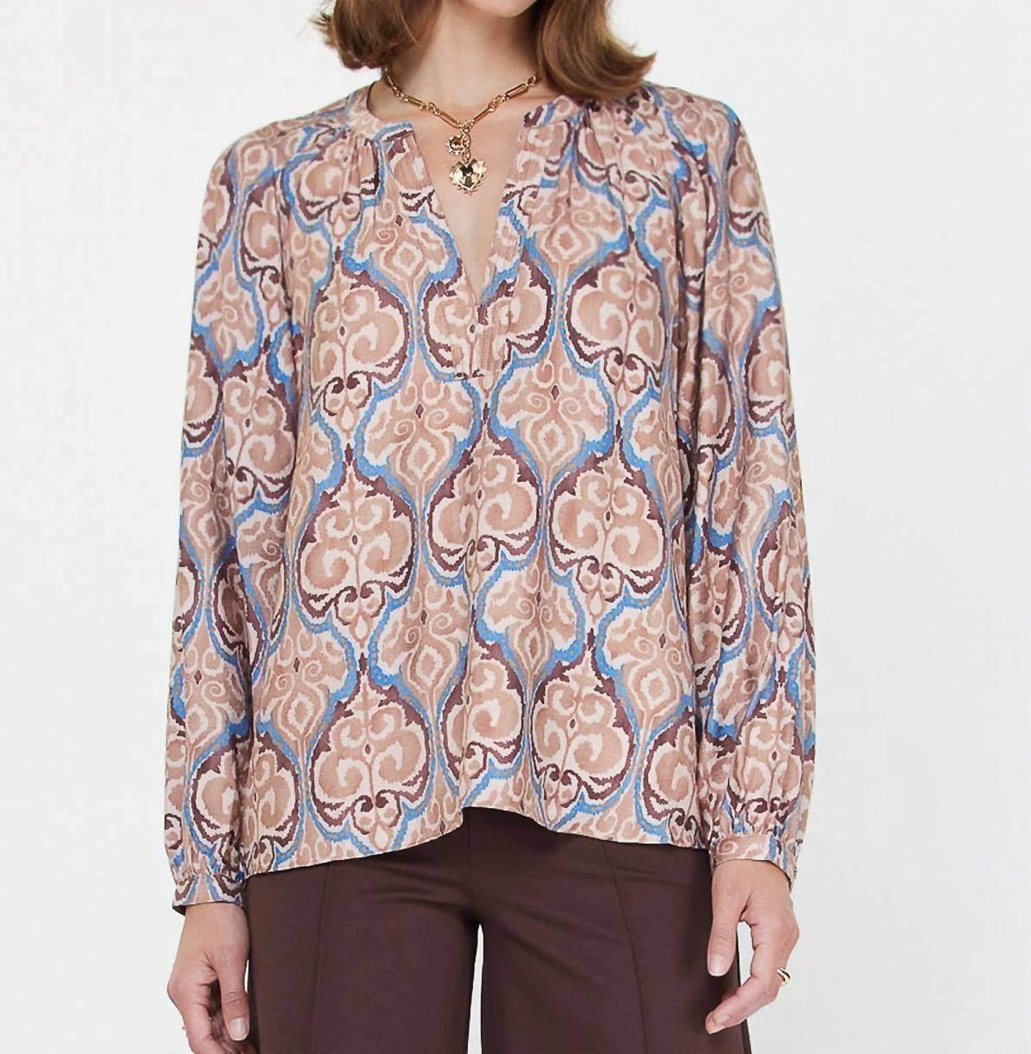 Current Air - Boho Printed Long-sleeve Blouse