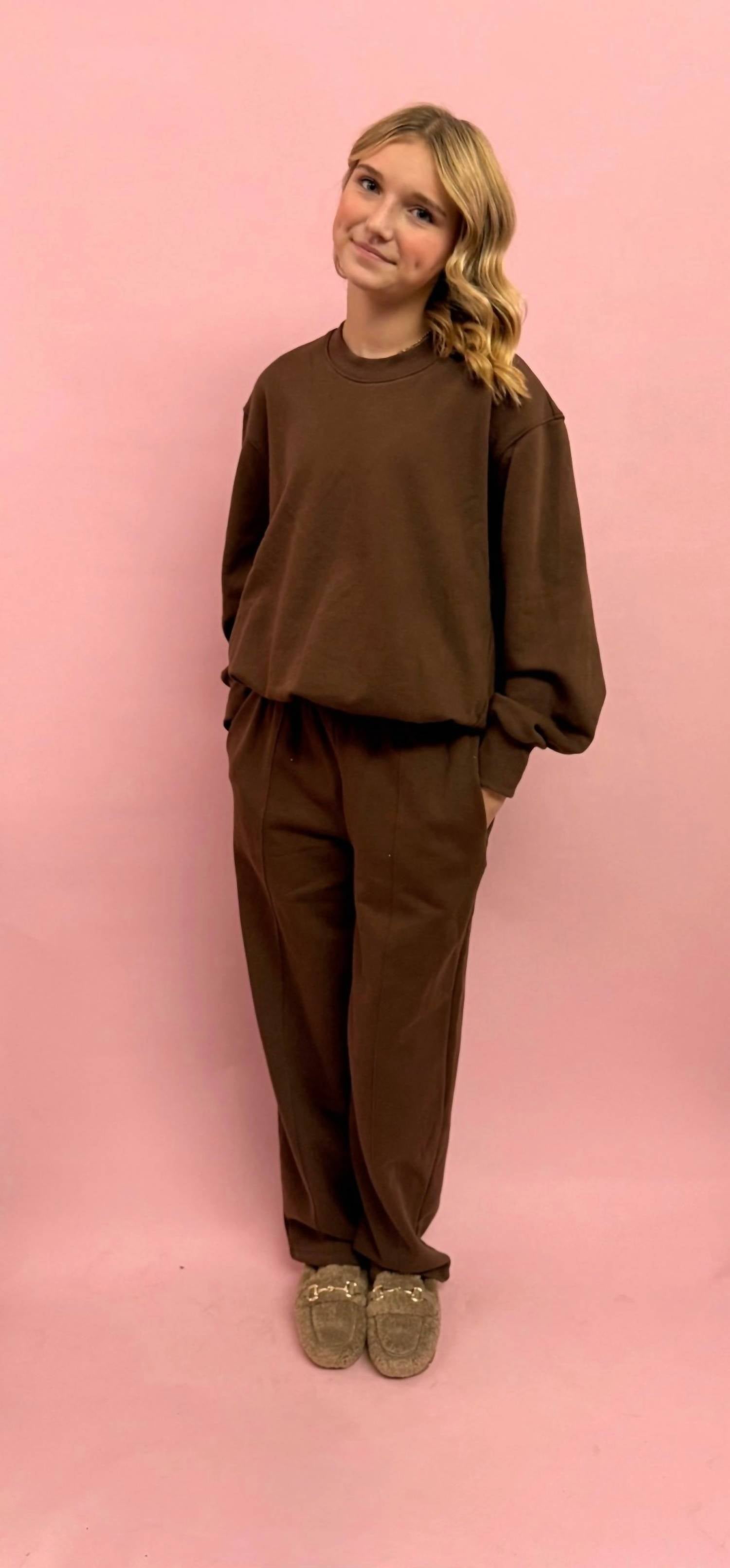 Things Between - Bubble Hem Sweatshirt And Barrel Sweatpant Set