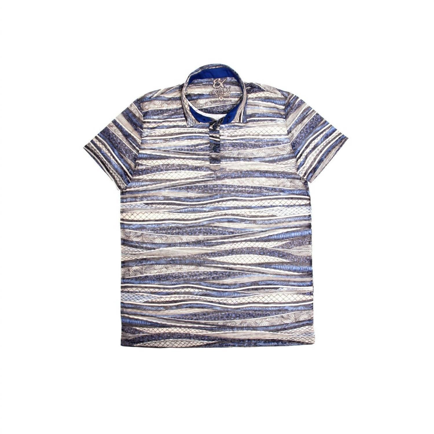 Eight X - Stripe Print Polo Shirt