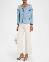 Rails Toshi Long Sleeve Blouse in medium cloud wash - women's blouse