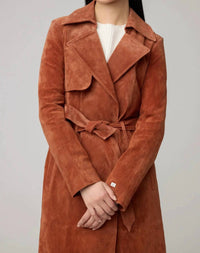 SOIA&KYO Alexis-n Slim-fit Suede Trench Coat in copper - women's jacket - view 4