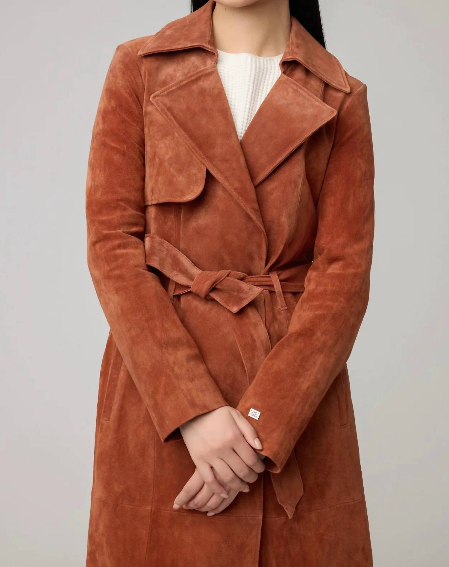 SOIA&KYO Alexis-n Slim-fit Suede Trench Coat in copper - women's jacket - view 4