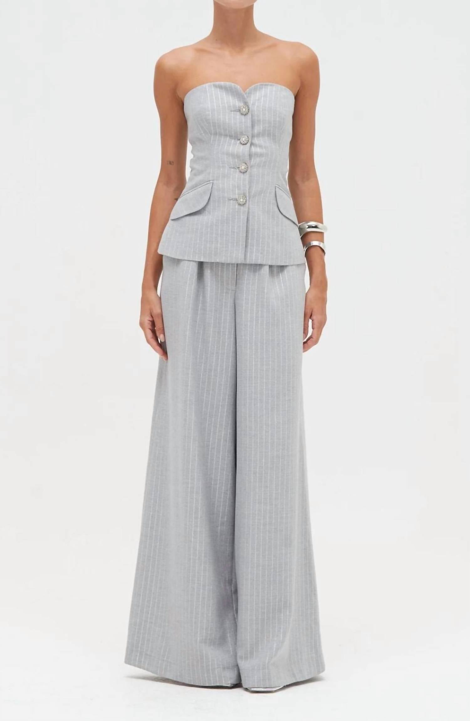 Patbo - Metallic Pinstripe Strapless Top