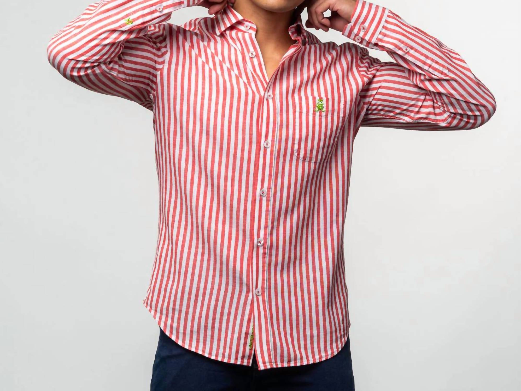 Eight X - Stanford Stripe Frog Linen Shirt