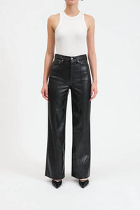 DAZE Far Out Leather Pants in black - women's pants