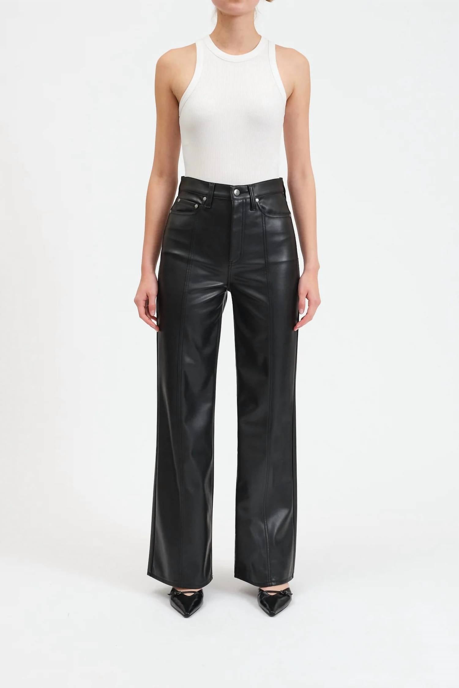 DAZE Far Out Leather Pants in black - women's pants