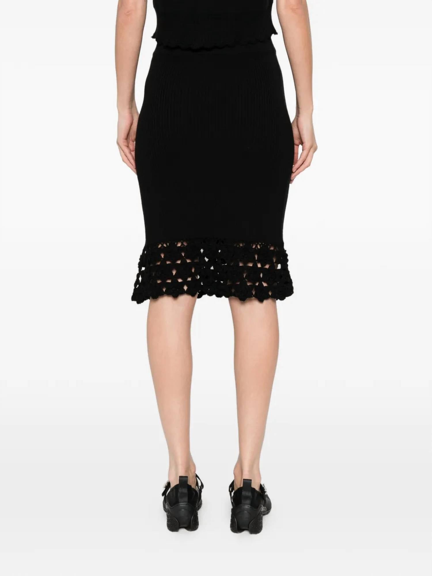 Ganni - Fine Cotton Rib Crochet Skirt