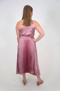 Ina Fashion - Pleated One Shoulder Midi Dress