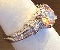 P & K Jewelry Women's Amber Stone With Cubic Zirconia Ring in silver - women's jewelry - detail view