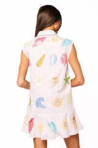 Queen Of Sparkles - Shell Cotton Button Up Tank Dress