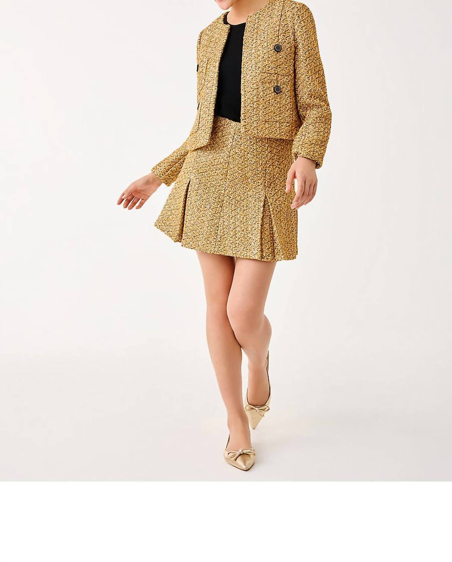 Lilly Pulitzer Rohana Jacket in gold metallic golden glow boucle - women's jacket