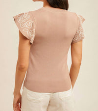 Hem & Thread - Atlas Embroidered Ruffle Sleeve Sweater