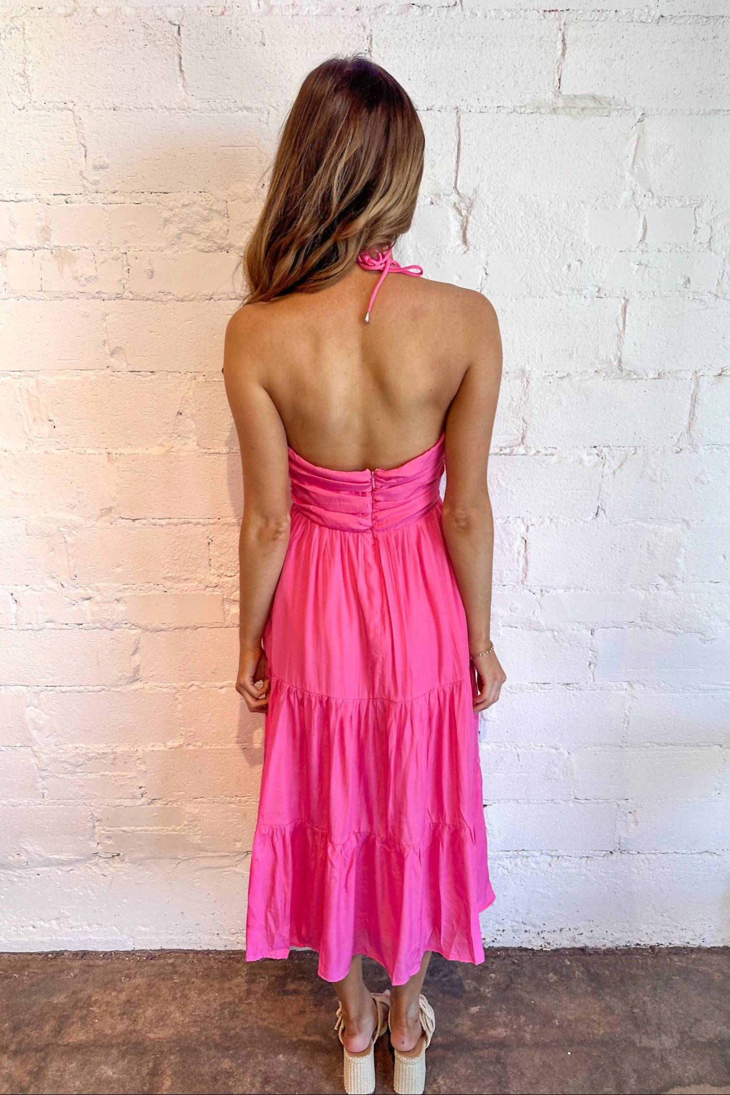 Day + Moon - Haltered Ruched Midi Dress
