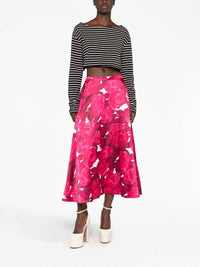 Valentino - Rose Moire Midi Skirt